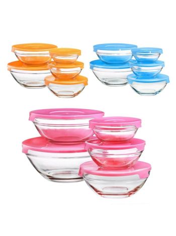 Assorted Size Glass Bowls With Lids
