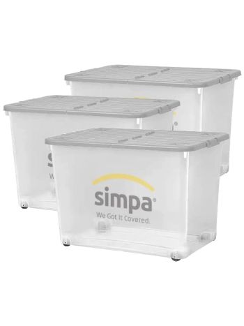 80L Plastic Clear Storage Box with Hinged Lid and Wheels
