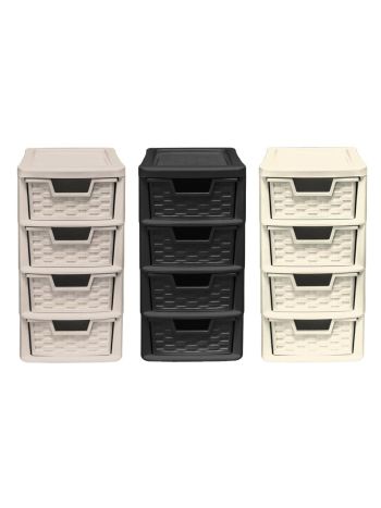 4 Drawer Small Rattan Tower Unit  