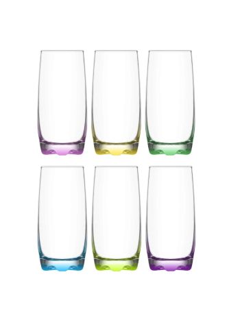 Lucenté Highball Tumbler Drinking Glasses With Coloured Base