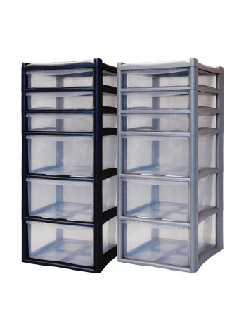 Extra Large 6 Drawer Home & Office Plastic Tower Storage Unit
