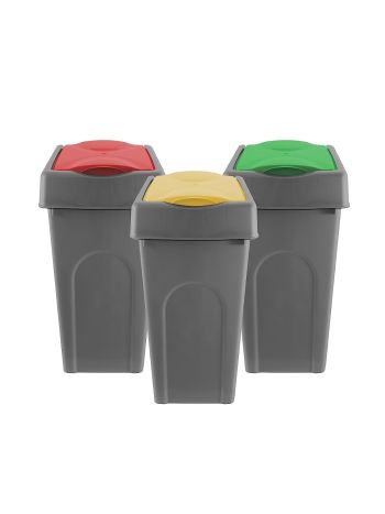Grey Square Slanted Rubbish Recycling Bin