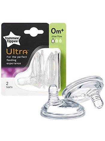 Tommee Tippee® Ultra 0 Months+ 2 Pack Slow Flow Silicone Teats BPA Free