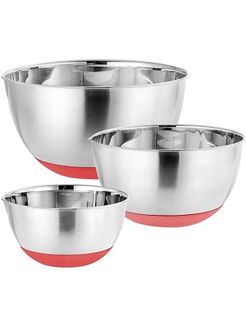 Stainless Steel Mixing Bowls Set with Pouring Spout & Non-Skid Base