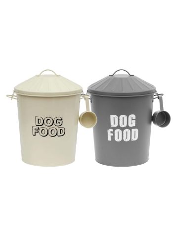 Metal Vintage Retro Styled Dry Dog Food Storage Bin Container With Scoop