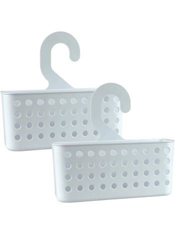 White Plastic Hanging Shower Basket Caddy Bathroom Organiser