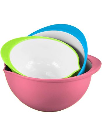 Colourful 3PC Plastic Mixing Bowls Set