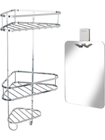 3 Tier Chrome Plated Shower Caddy with Razor Holder