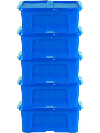 24 Litre Blue Stackable Plastic Storage Boxes