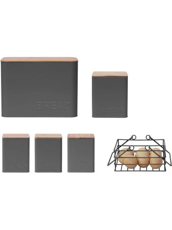 6 Piece Rectangular Kitchen Storage Set Embossed Lettering Design