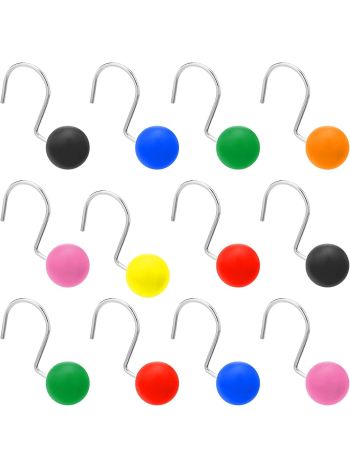 Multicolour Rainbow Sphere Balls Retro Novelty Stainless Steel Shower Curtain Hooks