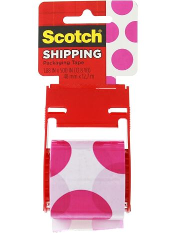 Scotch® Strong Pink Polka Dot Design Shipping Packaging Tape