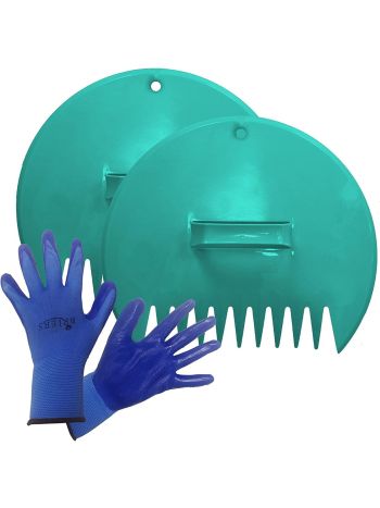  Durable Plastic Leaf Scoop Set & Weed Gardening Gloves