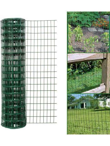 Simpa Multipurpose 1M x 10M - Green PVC Coated Galvanised Steel Wire Garden Fencing Roll