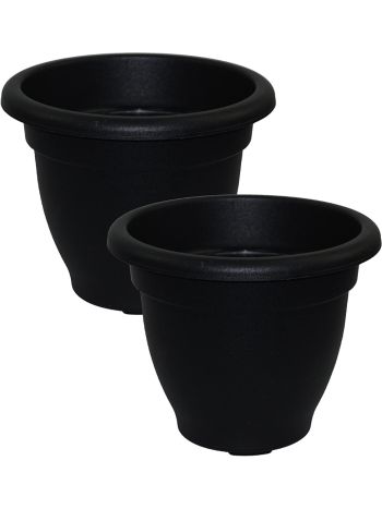 Ebony/Black Round Plastic Garden Planter Indoor & Outdoor Flower Pot