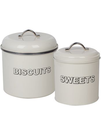 Vintage Biscuit & Sweets Cannister Set Classic Retro Metal Kitchen Storage Set