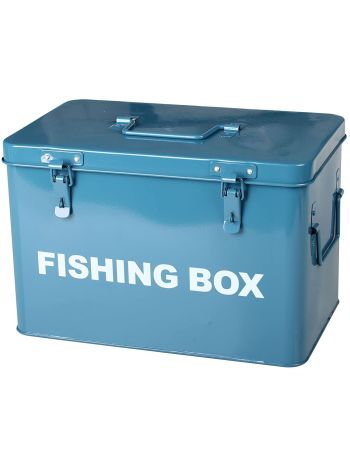 Blue Metal Fishing Box Retro Vintage Style