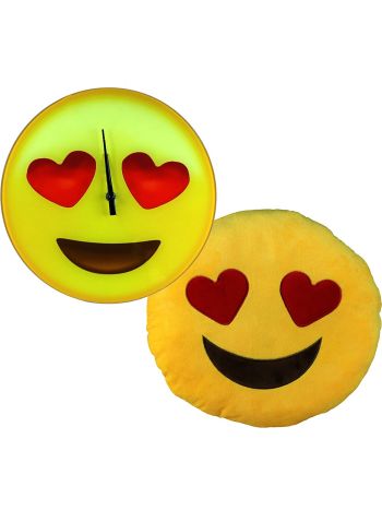 Moji 2PC Emoji Clock & Noisy Cushion Set 