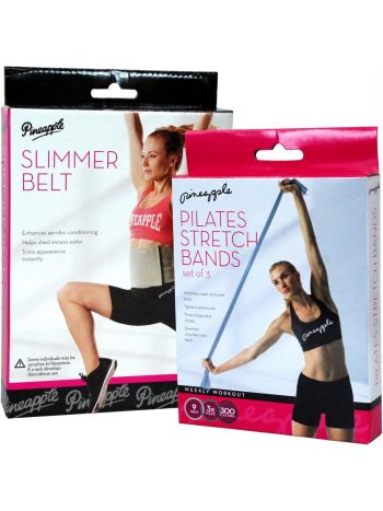 Slimmer Belt & Set of 3 Pilates Band Set Workout Combo Fitness Exercise