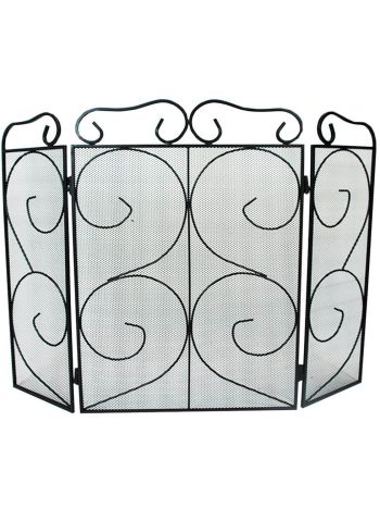 Chequers 3 Panel Folding Fire Guard Fire Screen Spark Flame Guard