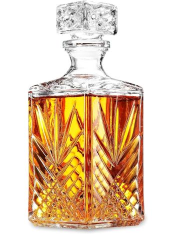 Bormioli 1 Litre Cut Glass Square Glass Decanter Whisky Decanter