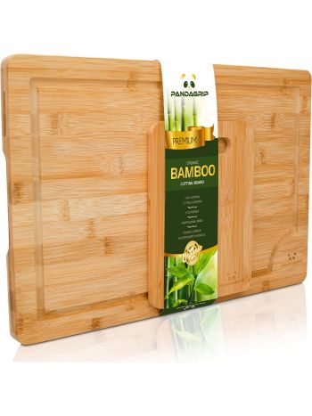PandaGrip Bamboo Cutting Board Wood Kitchen Chopping Board