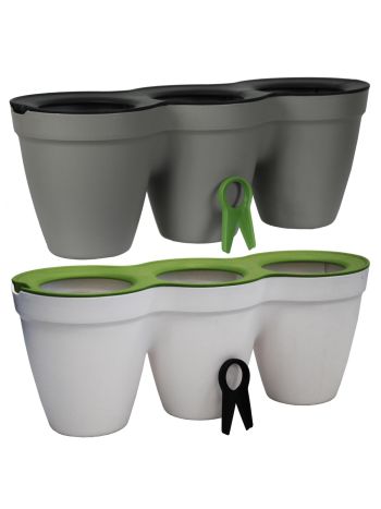 Mini Tri-Pot Planter Pot Duo Sets with Leaf Cutters