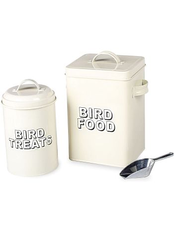 Bird Food Storage Tin Cream Metal Bird Food Storage