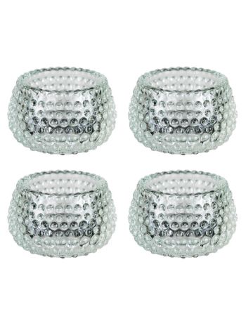 Lucenté Chunky Clear Glass Bubble Dots Tealight Candle Holder