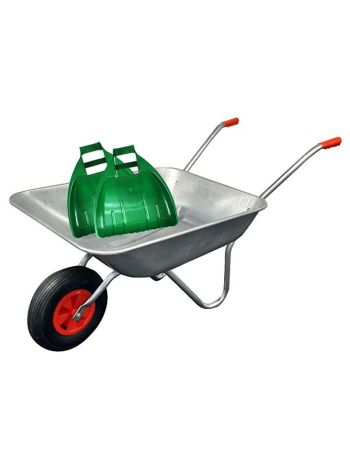 65 Litre Galvanised Wheelbarrow With Large Plastic Leaf Grabber Set