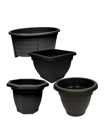 Ebony Black Plastic Garden Planter - Choice of Style