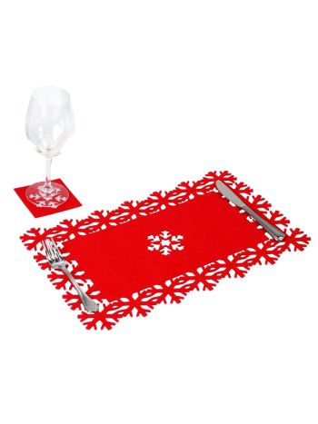 Snowflake Christmas Table Place Mat & Coaster Set - Multi Buy