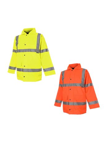 Hi Vis High Visibility 300D Quilted Waterproof 3/4 Length Parka Coats