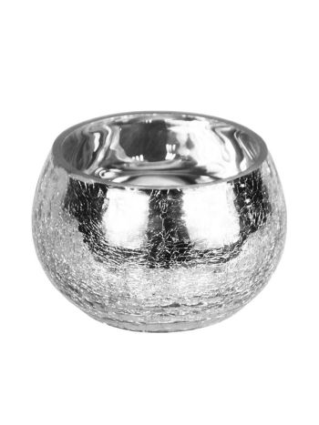 Mercury Silver Crackled Glass Candle Tealight Holders