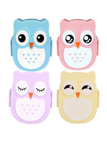  Kids Adults Bright Owl Shape Food Container Sealed Lunch Box 