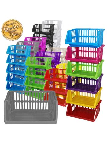 Multi Purpose Plastic Colour Storage Rack Stand Stackable Basket