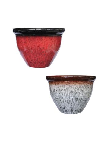 Two Colour Tone Drip Glaze Effect Plastic Planter Pots
