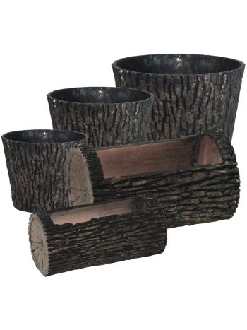 Woodland Textured Trunk Style Plastic Planters